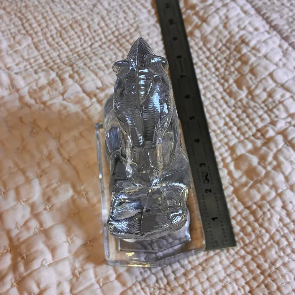 Vintage L.E. Smith Clear Glass Rearing Horse Bookend Figurine 8” Art Deco